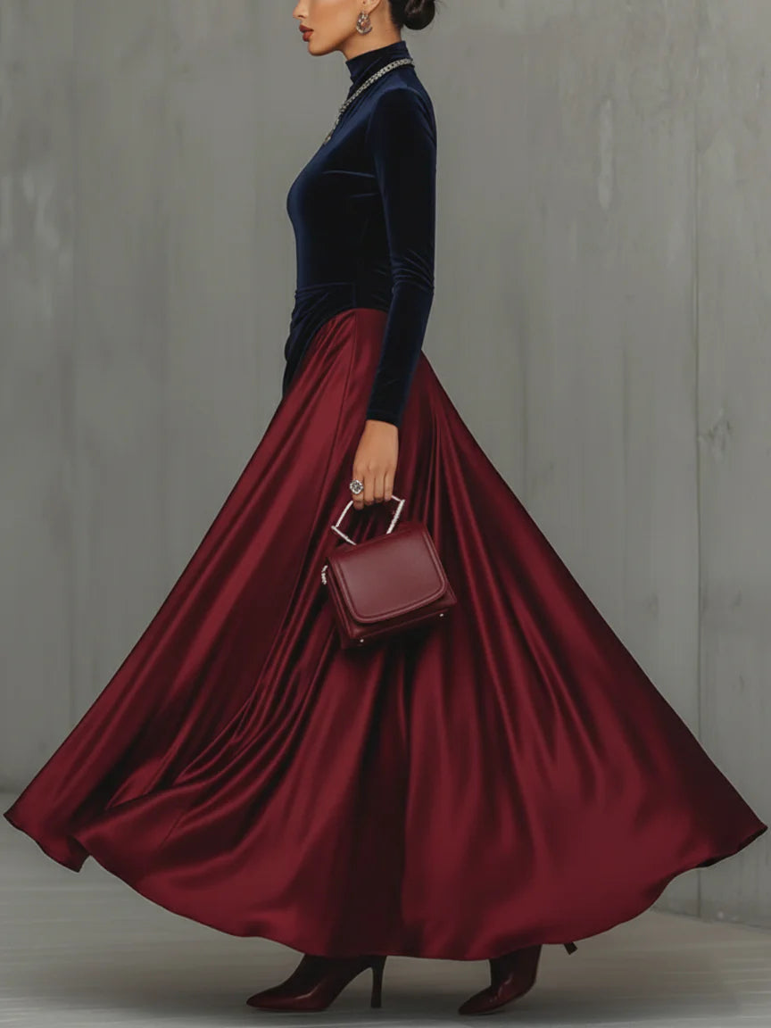 LUCRÈCE - Two-Tone Wrap Maxi Dress
