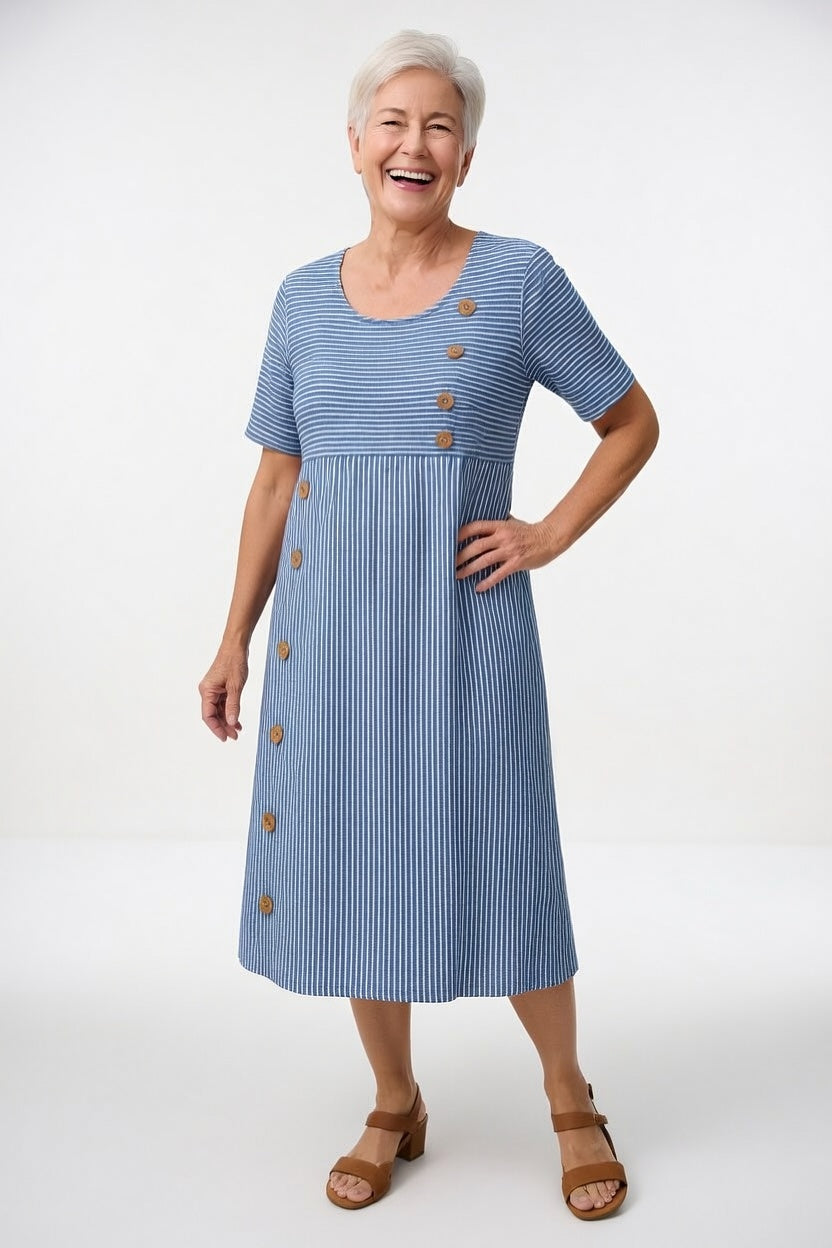 Linéora™ — Flowing Striped Dress with Summer Charm