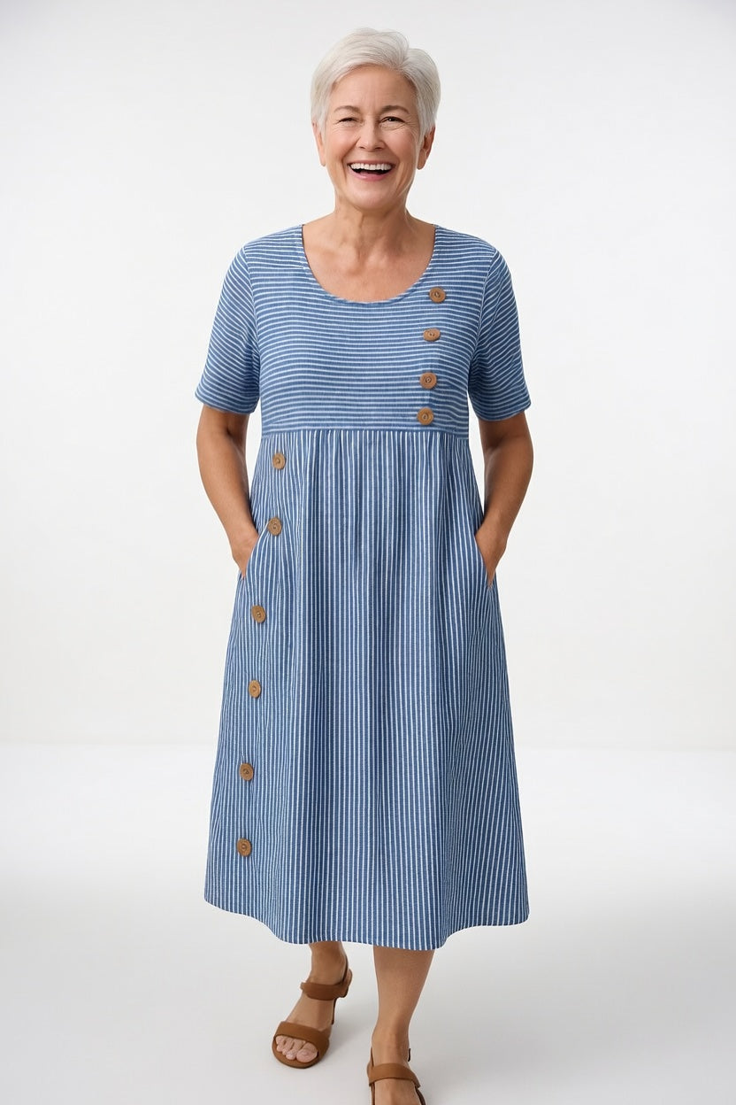 Linéora™ — Flowing Striped Dress with Summer Charm