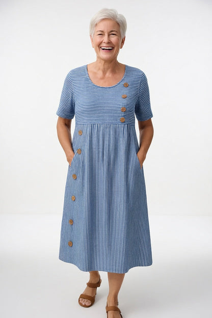 Linéora™ — Flowing Striped Dress with Summer Charm