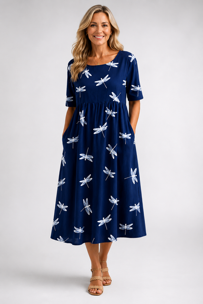 Evelina-Dragonfly Midi Dress