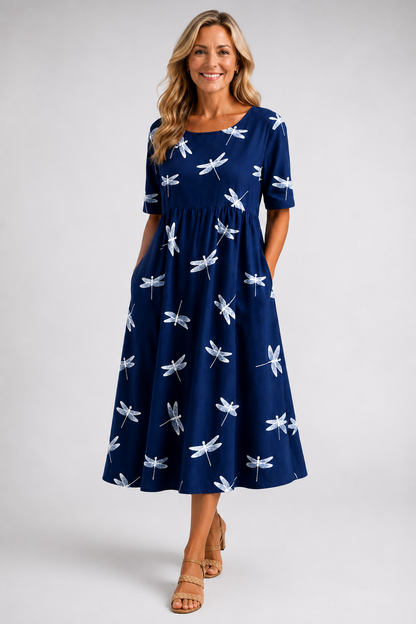 Evelina-Dragonfly Midi Dress
