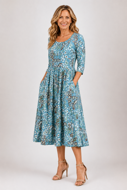 Celeste-Printed Midi Dress