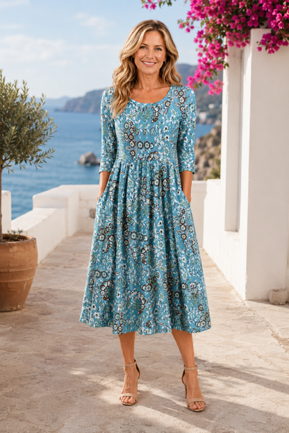 Celeste-Printed Midi Dress