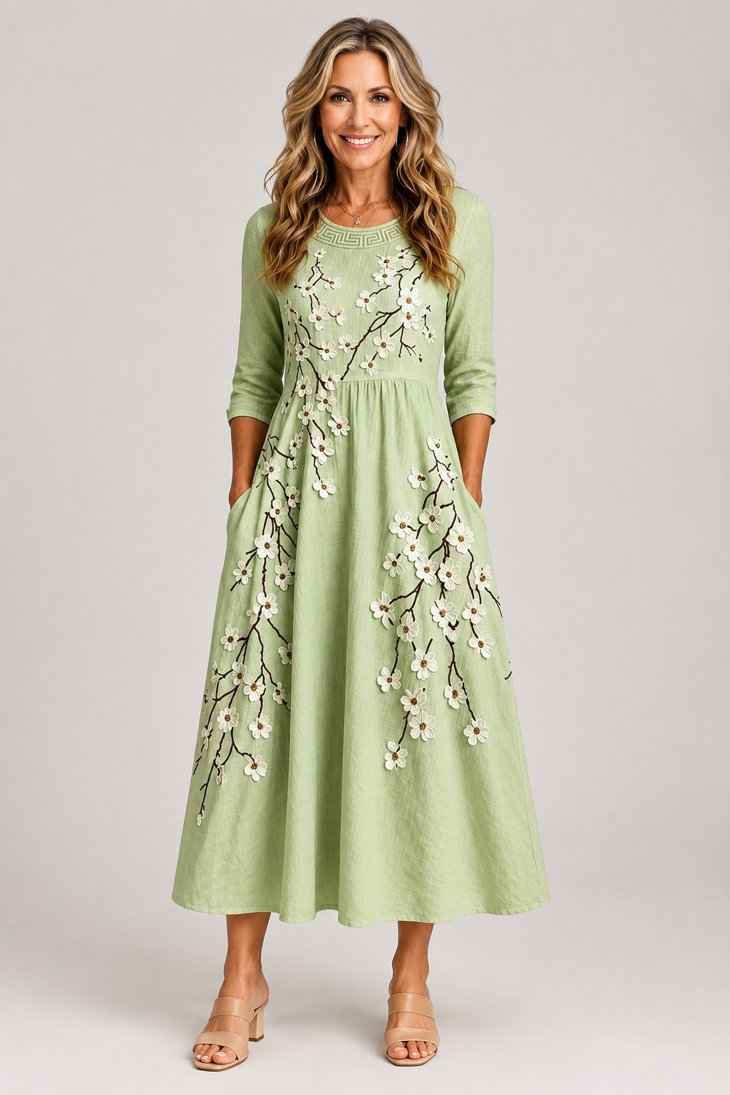 Elowen-Embroidered Midi Dress