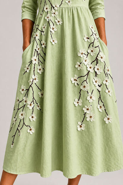 Elowen-Embroidered Midi Dress