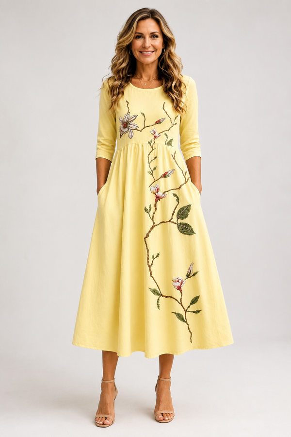 Aurelia-Embroidered Midi Dress