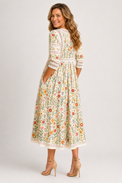 Florina-Floral Lace Midi Dress