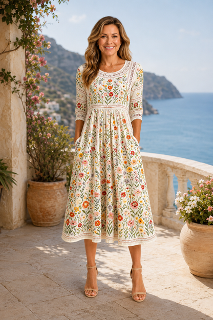 Florina-Floral Lace Midi Dress