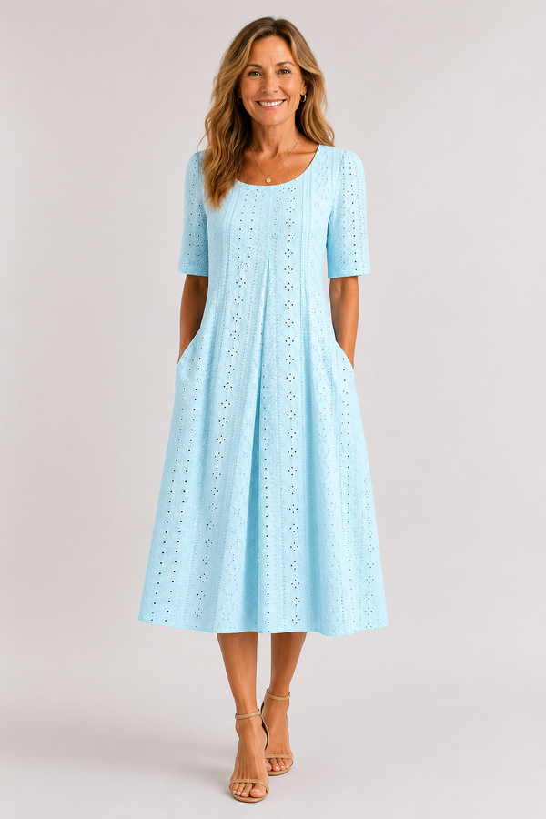 Coralie-Eyelet Midi Dress
