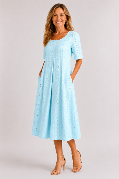 Coralie-Eyelet Midi Dress