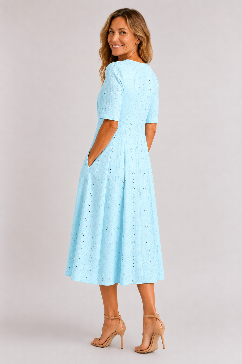 Coralie-Eyelet Midi Dress