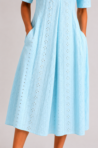 Coralie-Eyelet Midi Dress