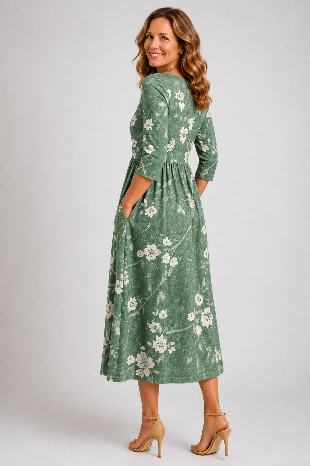 Sylvie-Sage Floral Midi Dress