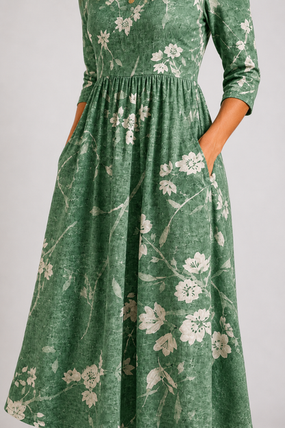 Sylvie-Sage Floral Midi Dress