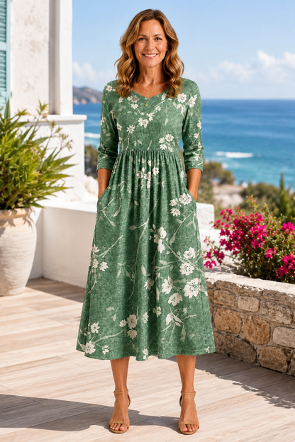 Sylvie-Sage Floral Midi Dress