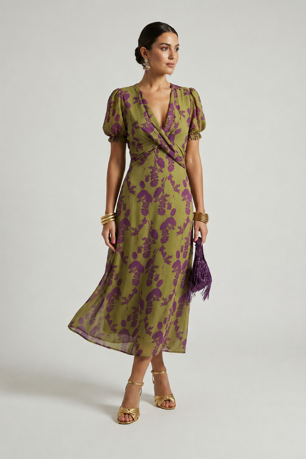 Viviane | Midi Wrap Dress with Floral Print