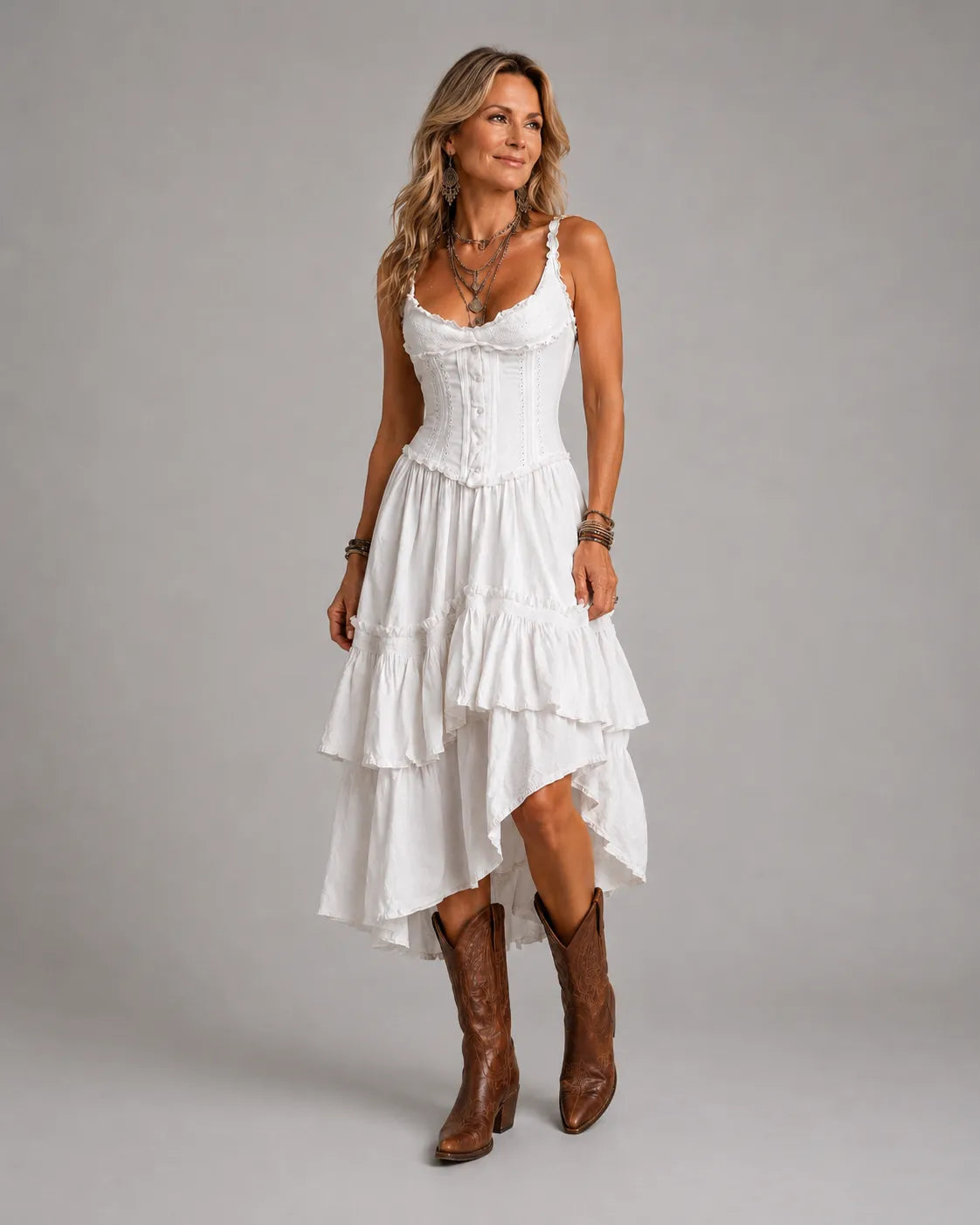 ELARA | BOHO CORSET MIDI DRESS