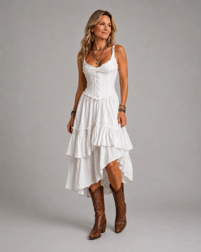 ELARA | BOHO CORSET MIDI DRESS