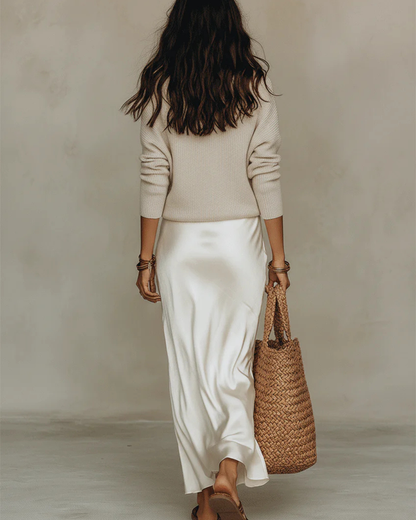 Novia™ | Matching Two-Piece Slip Dress And Knit Set