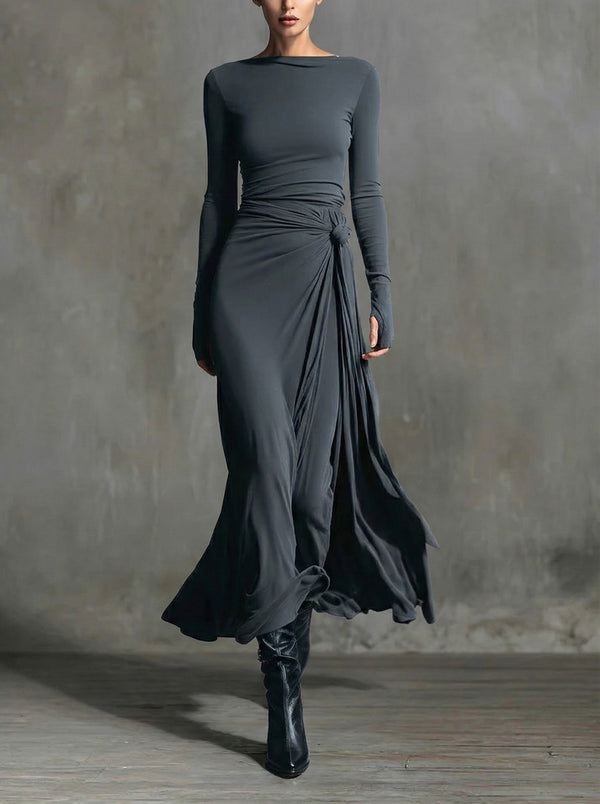 NAOMIE - Side-Knot Wrap Maxi Dress