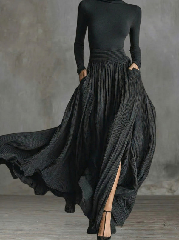 RACHEL - High-Waist Side-Slit Maxi Dress