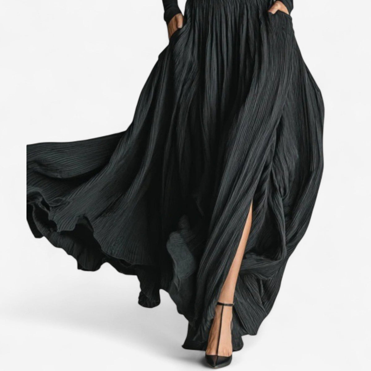 RACHEL - High-Waist Side-Slit Maxi Dress