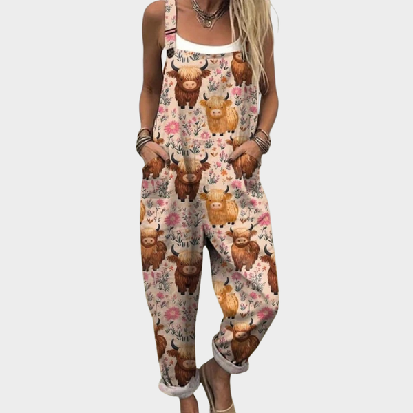 Comfortable Printed Overalls