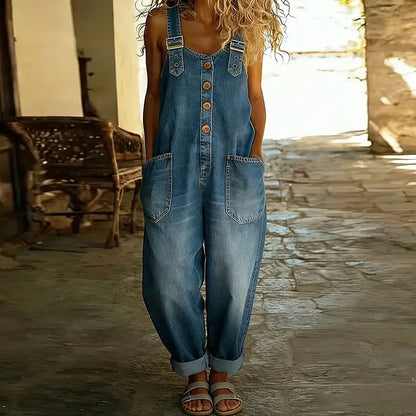 Saylor | Vintage Soft Denim-Look Overalls with Adjustable Straps