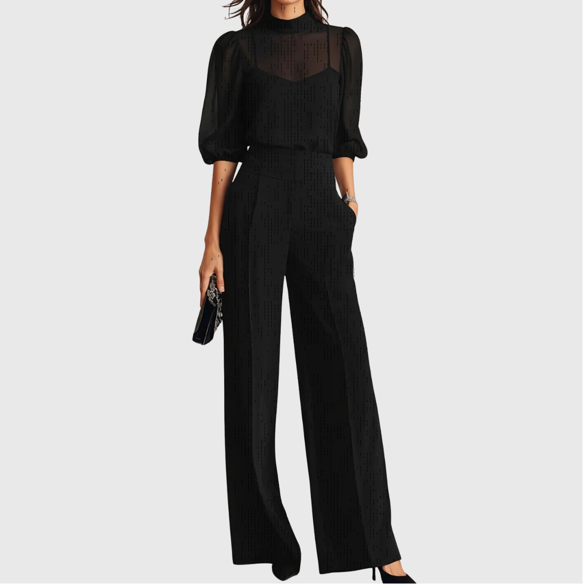 Elodie | Three-piece set consisting of a top and wide-leg trousers