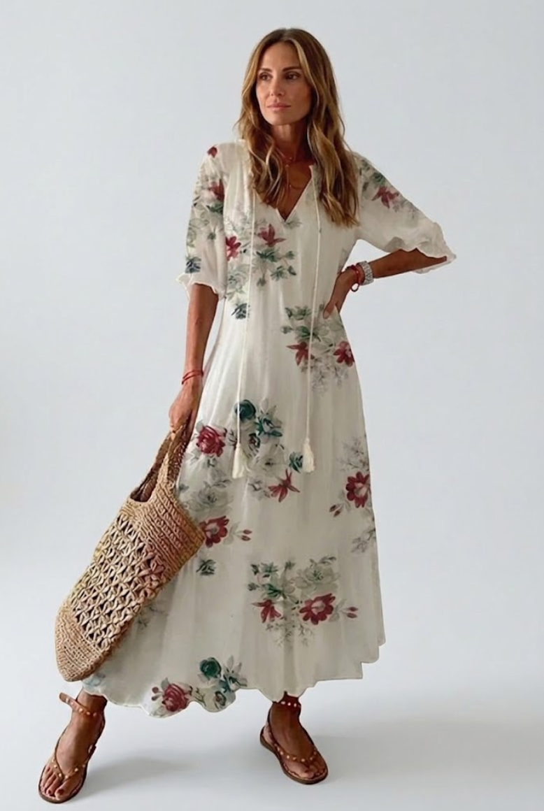 Élodie™ — Elegant Velvet Floral Maxi Dress