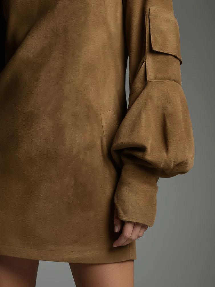 BIBIANE - Oversized High-Collar Mini Dress