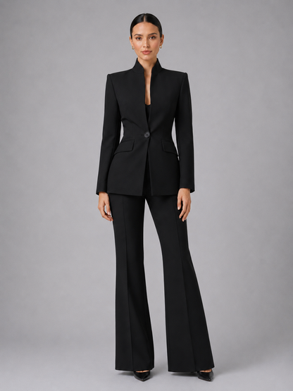 Liesel | Collarless Blazer and Wide-Leg Trouser Suit