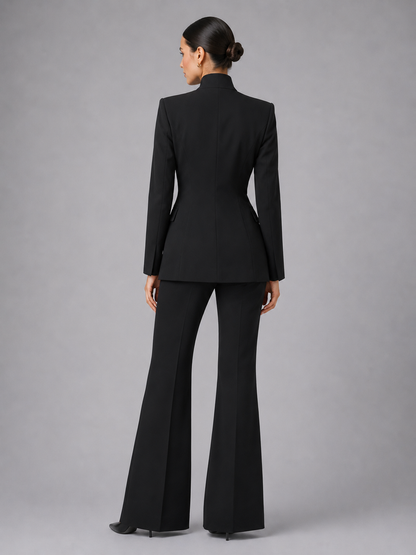 Liesel | Collarless Blazer and Wide-Leg Trouser Suit
