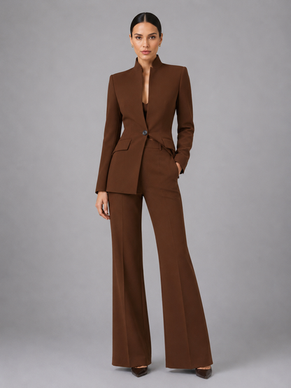 Liesel | Collarless Blazer and Wide-Leg Trouser Suit