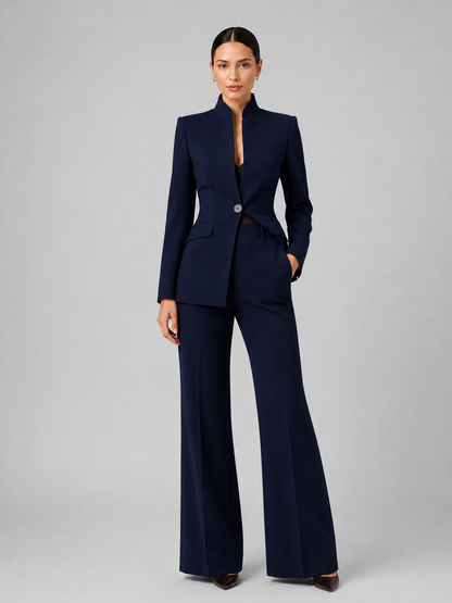 Liesel | Collarless Blazer and Wide-Leg Trouser Suit