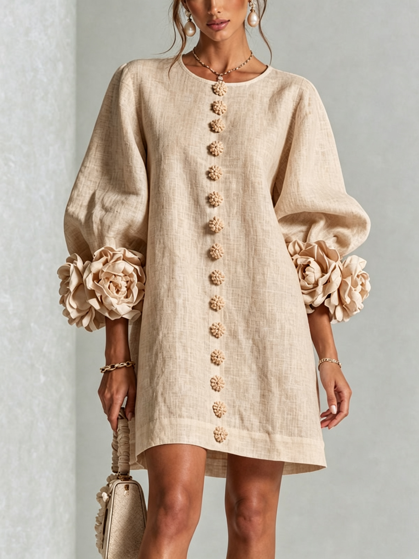 Vera - Rosette Cuff Mini Dress