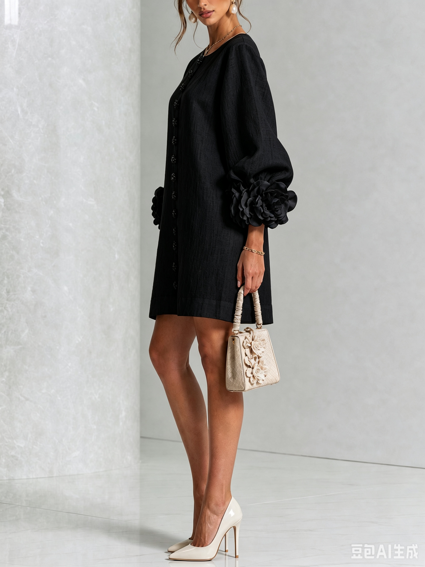 Vera - Rosette Cuff Mini Dress