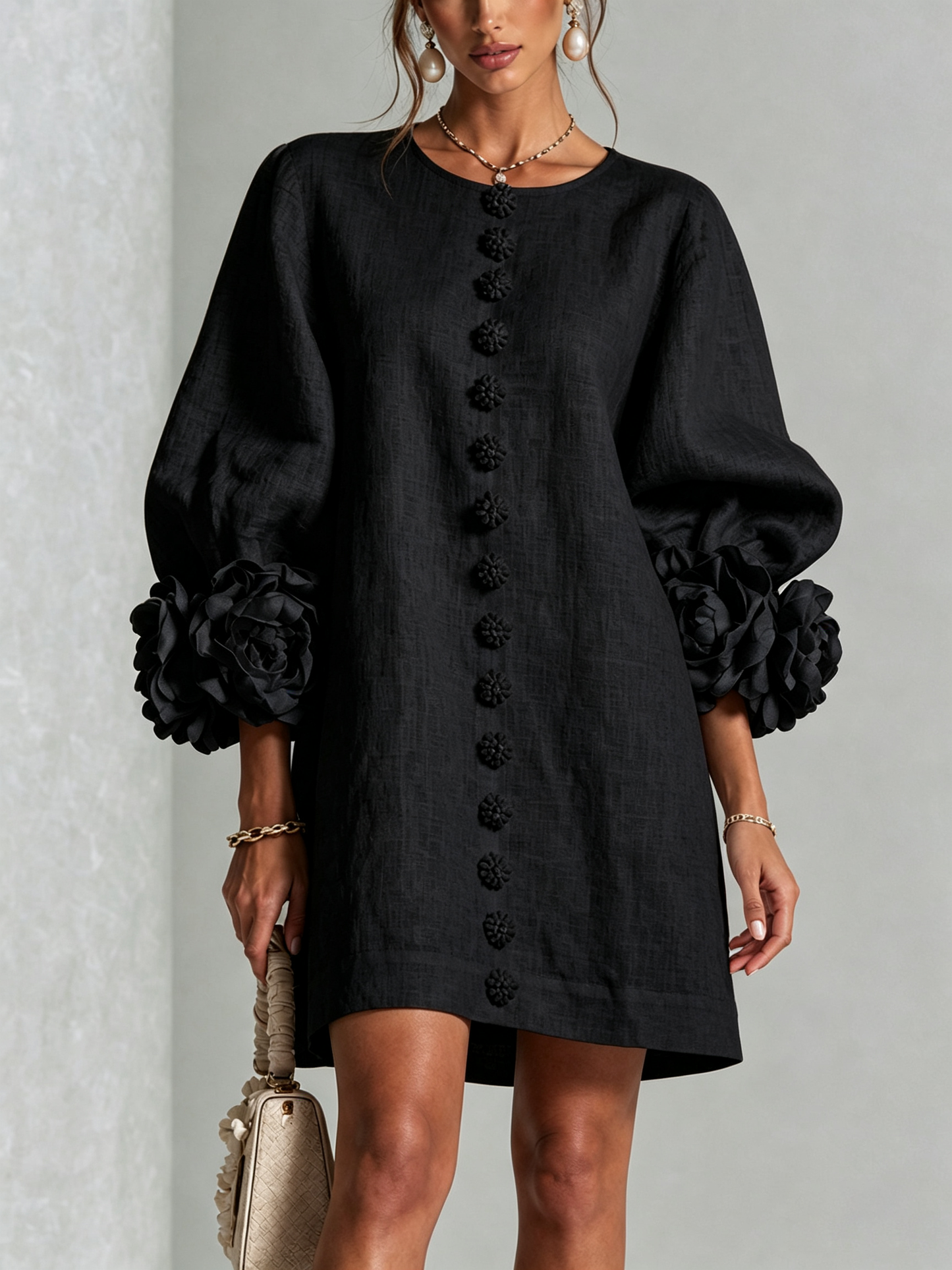 Vera - Rosette Cuff Mini Dress