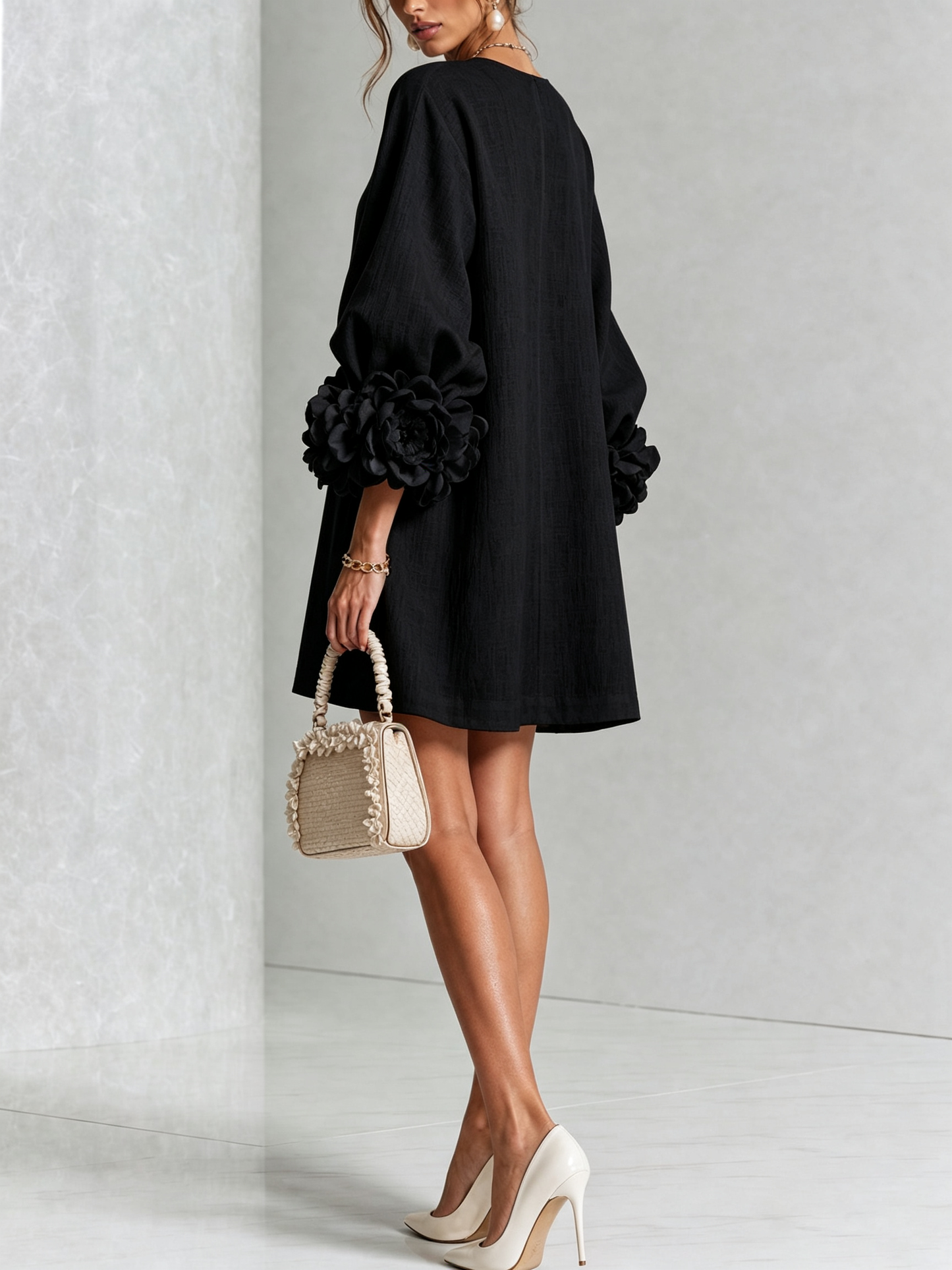 Vera - Rosette Cuff Mini Dress