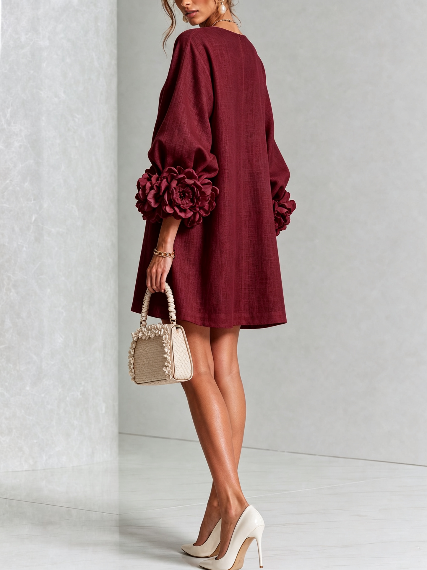 Vera - Rosette Cuff Mini Dress