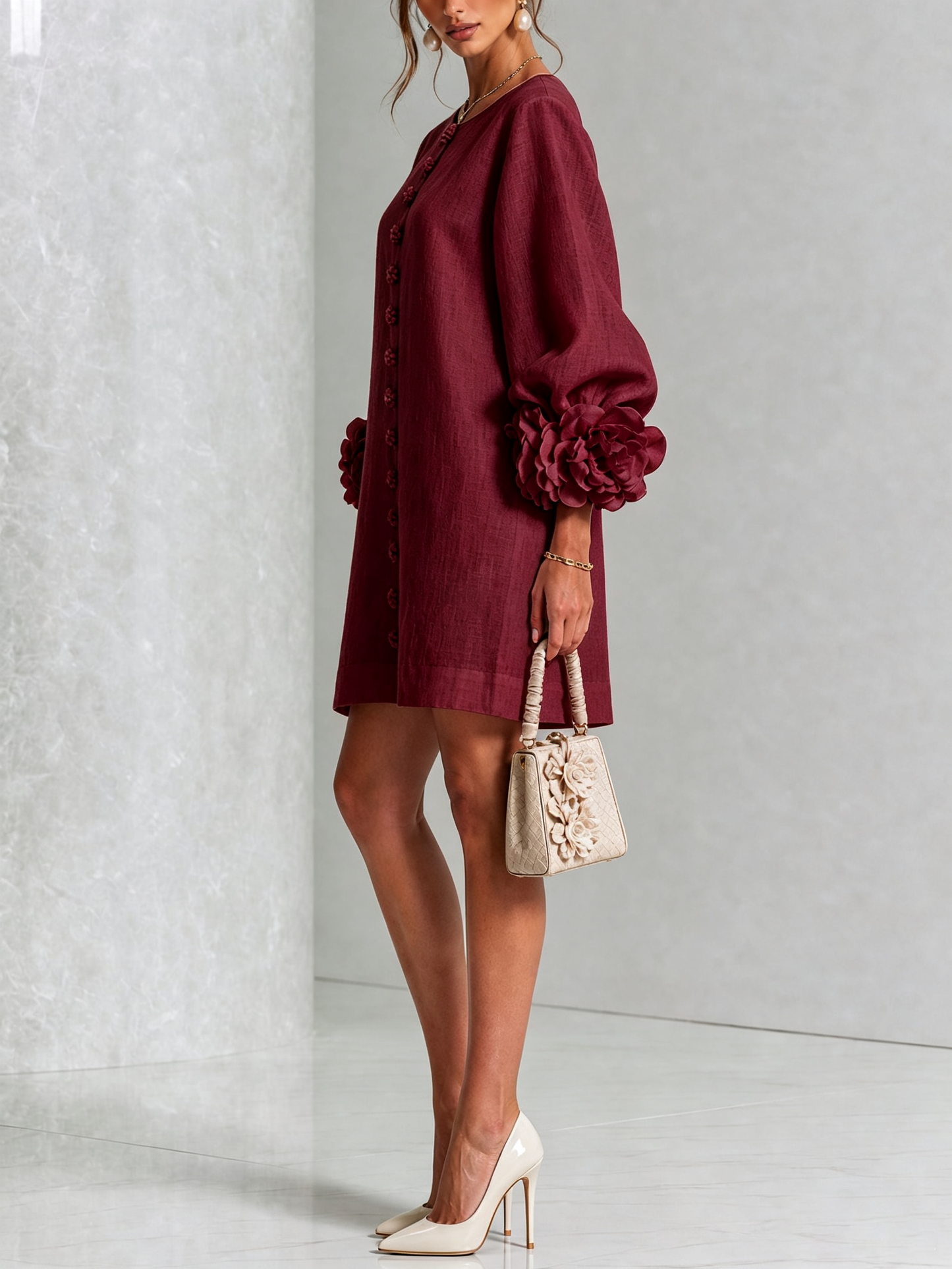 Vera - Rosette Cuff Mini Dress
