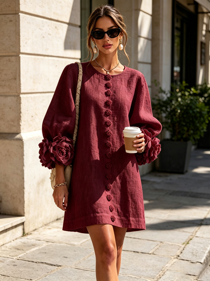 Vera - Rosette Cuff Mini Dress