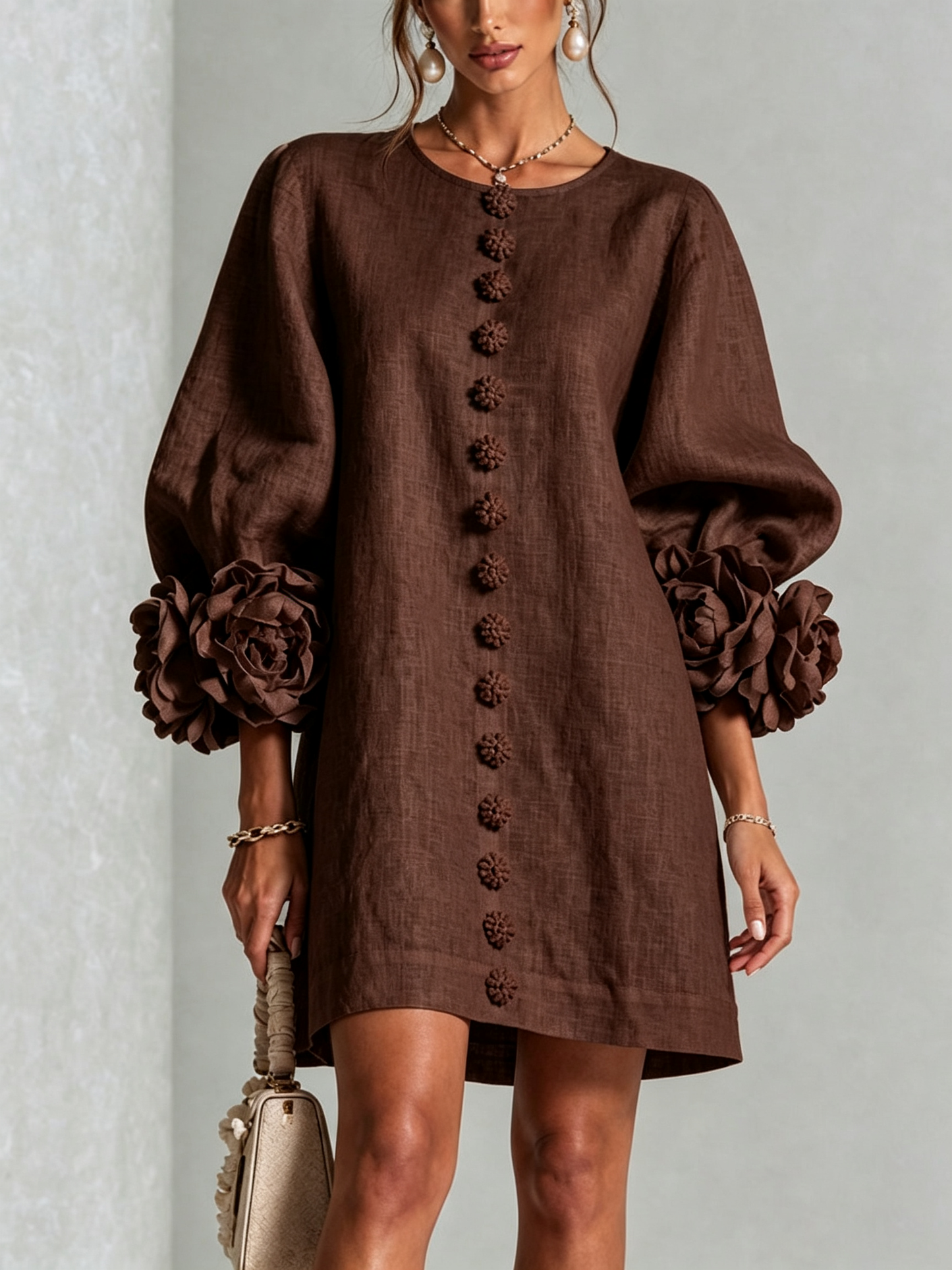 Vera - Rosette Cuff Mini Dress