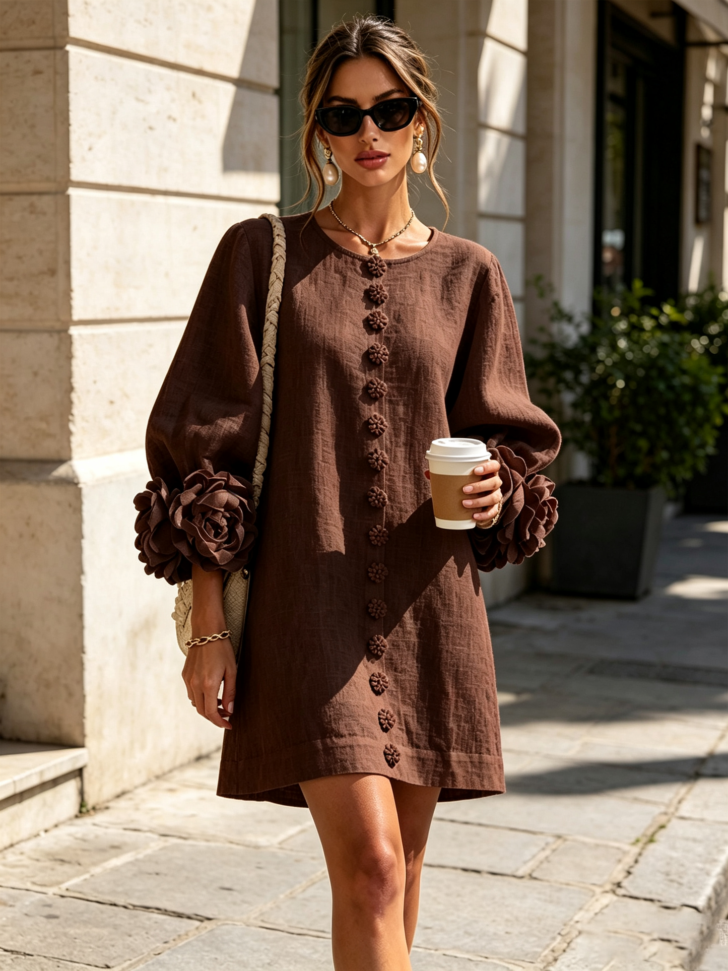 Vera - Rosette Cuff Mini Dress