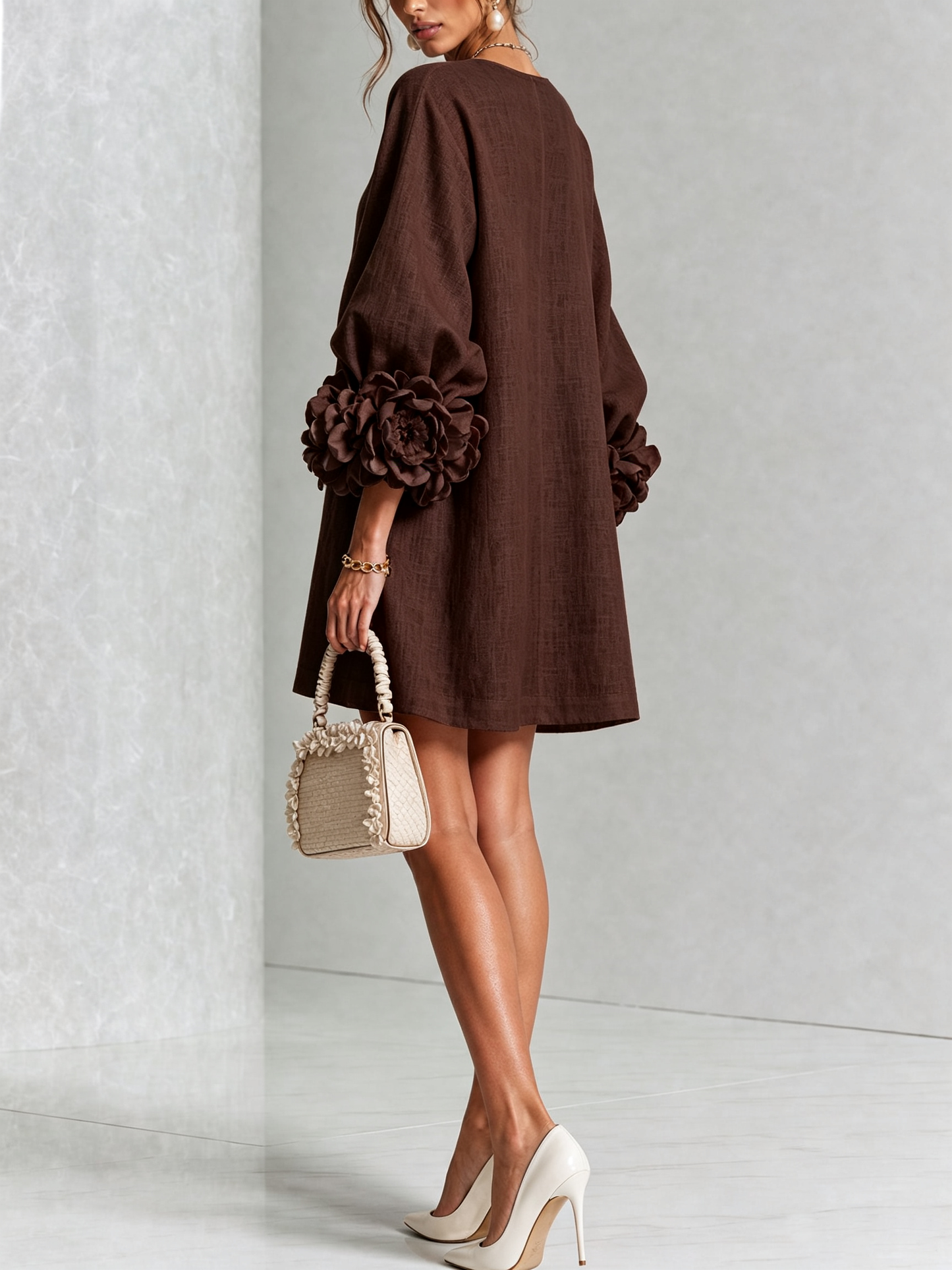 Vera - Rosette Cuff Mini Dress