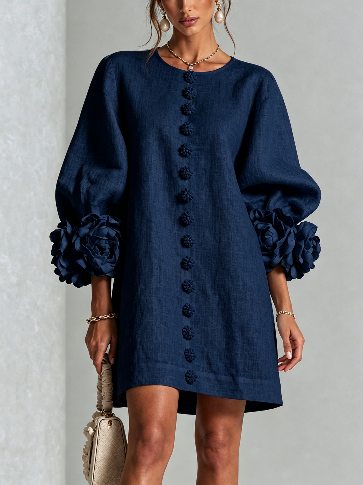 Vera - Rosette Cuff Mini Dress