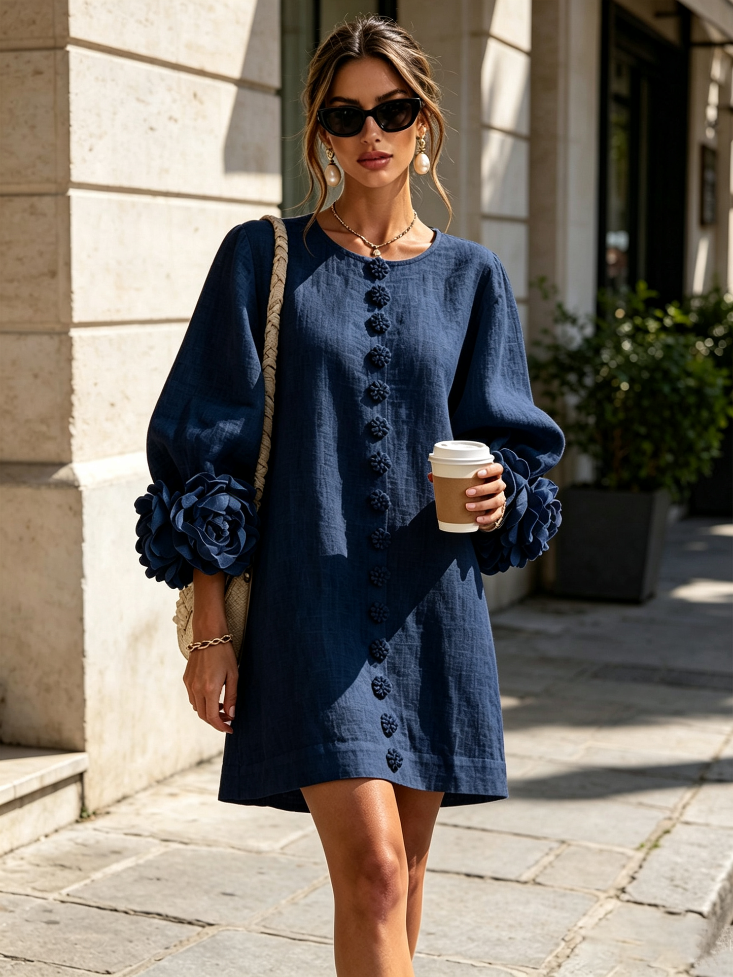 Vera - Rosette Cuff Mini Dress