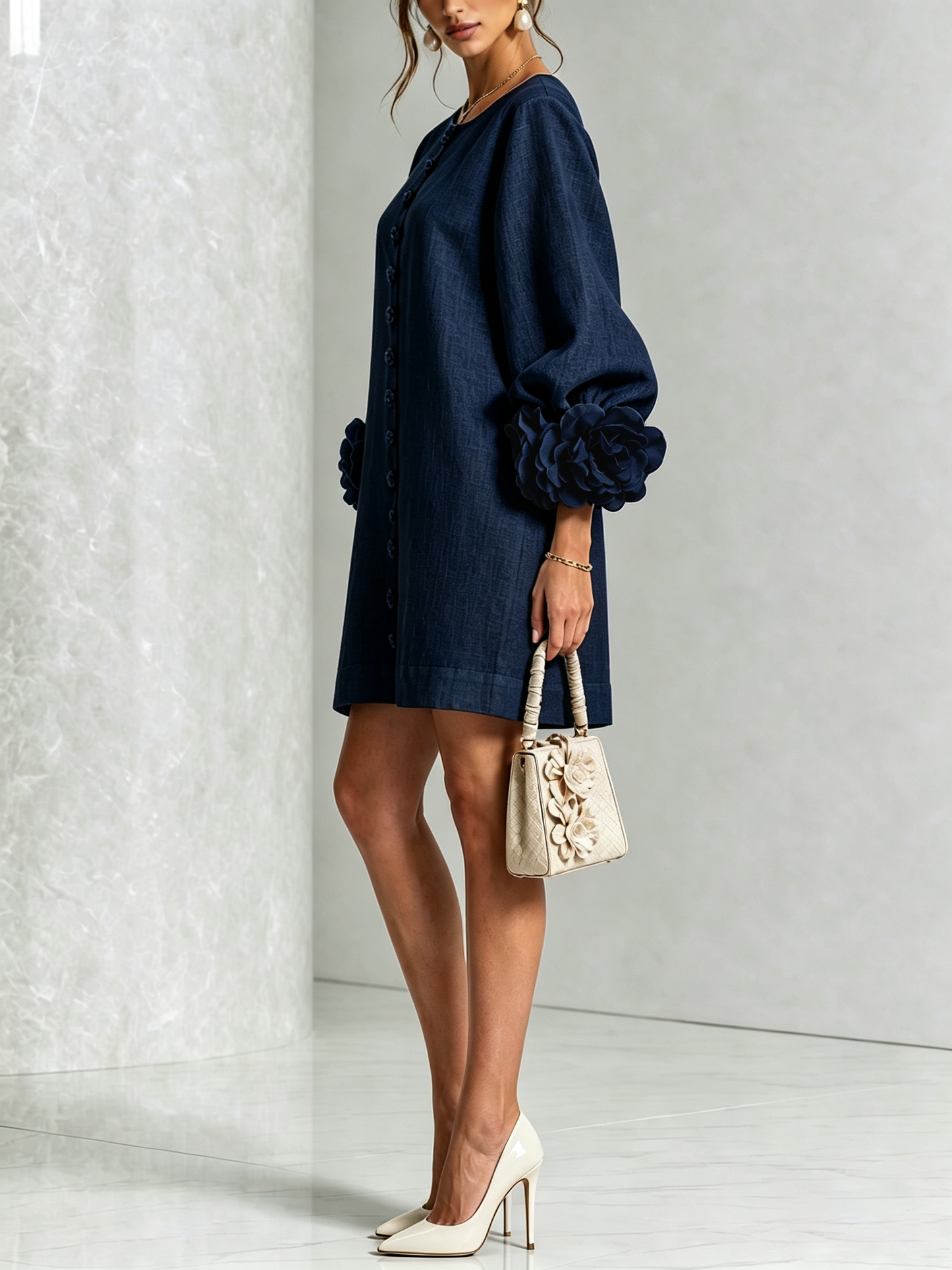 Vera - Rosette Cuff Mini Dress