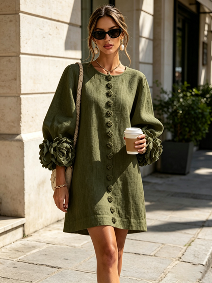 Vera - Rosette Cuff Mini Dress